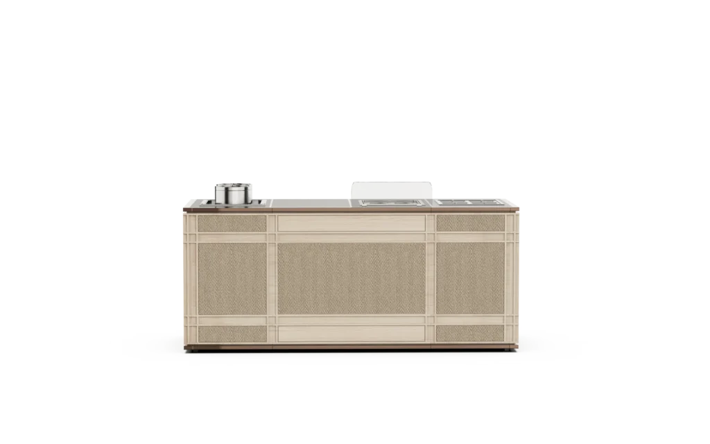 Noodle Cooking Station in Wood Grain Foldable Mobile Buffet System