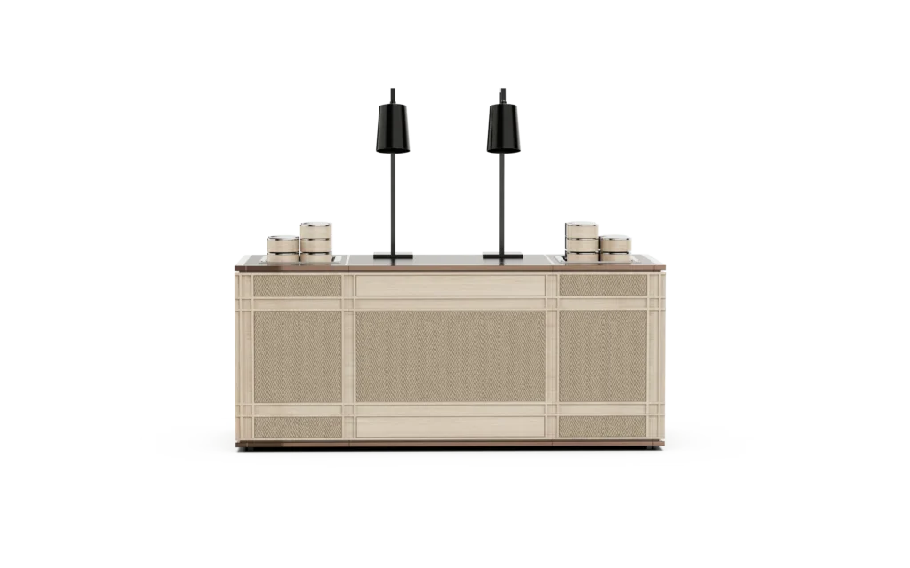 Dim Sum Station in Wood Grain Foldable Mobile Buffet System