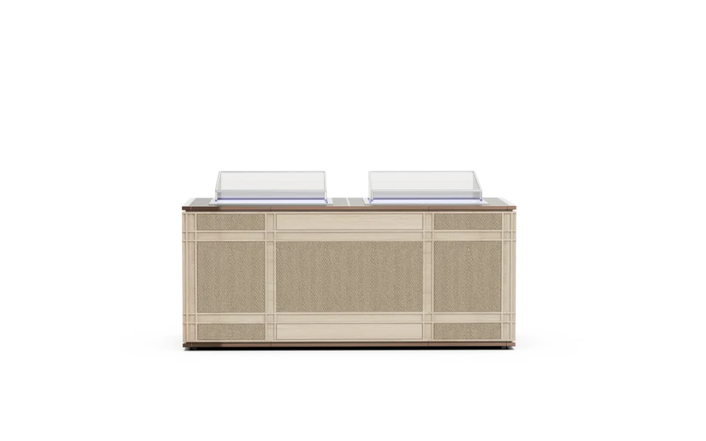Seafood & Cold Display Station in Wood Grain Foldable Mobile Buffet System