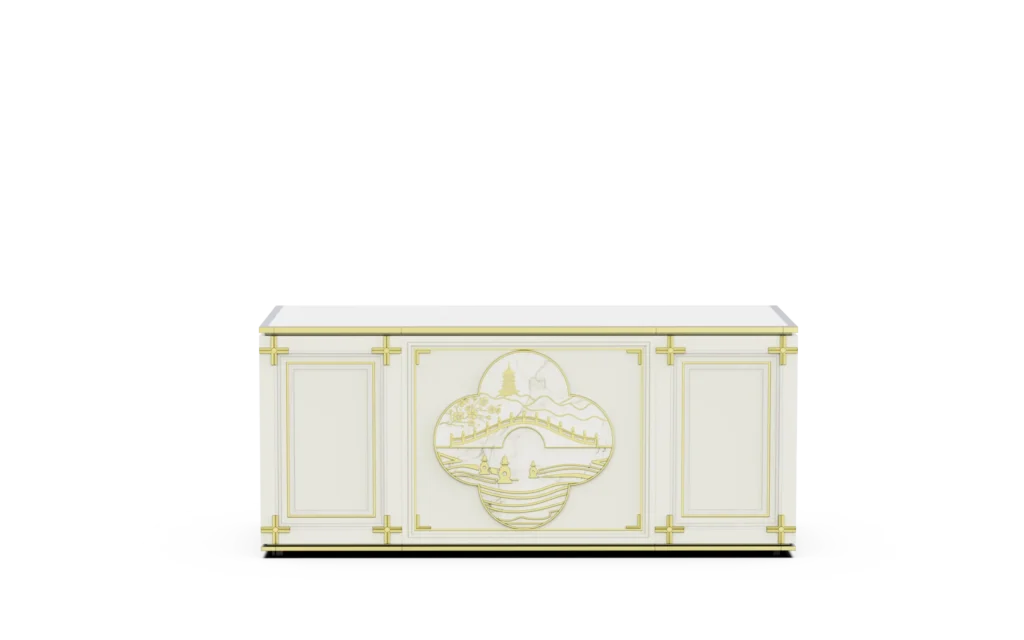 Flat-Top Buffet Station in Golden Flow Foldable Mobile Buffet System