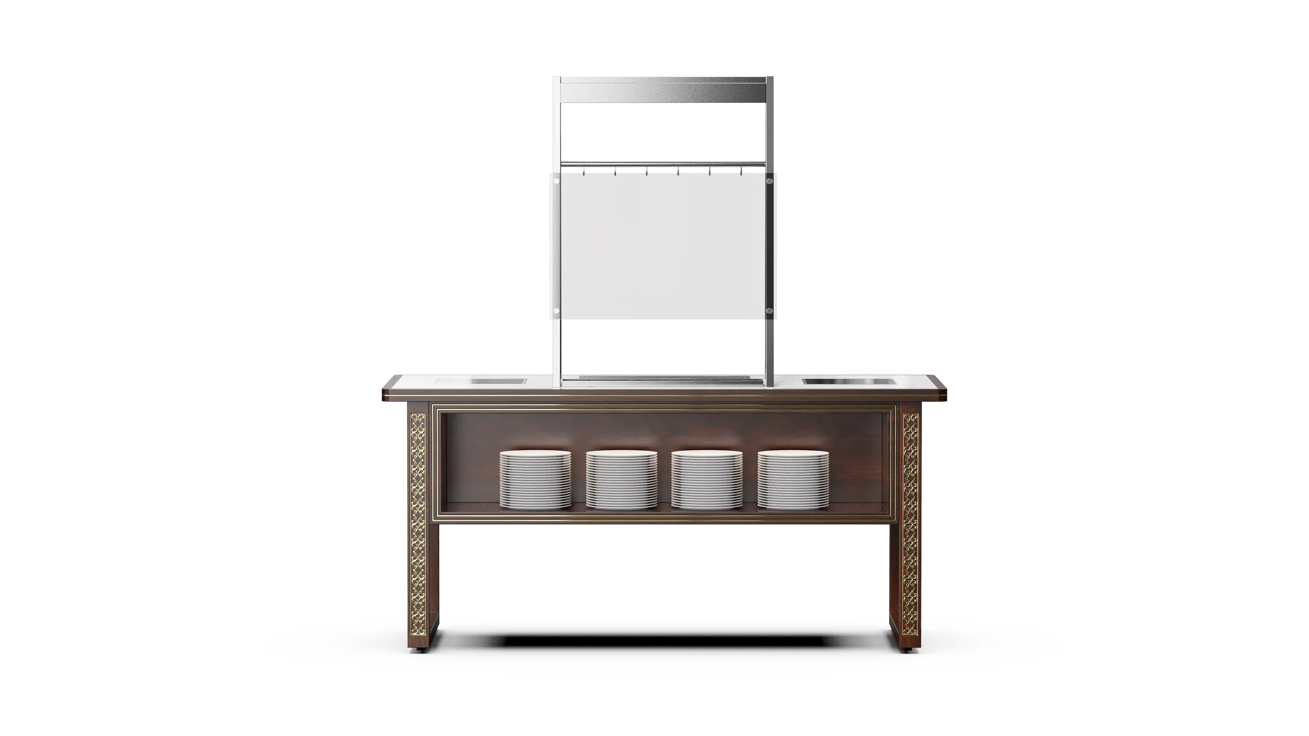 Palace Series #2 — Dark Wood Mobile Buffet System — Chinese-style Roast Meat Buffet Station