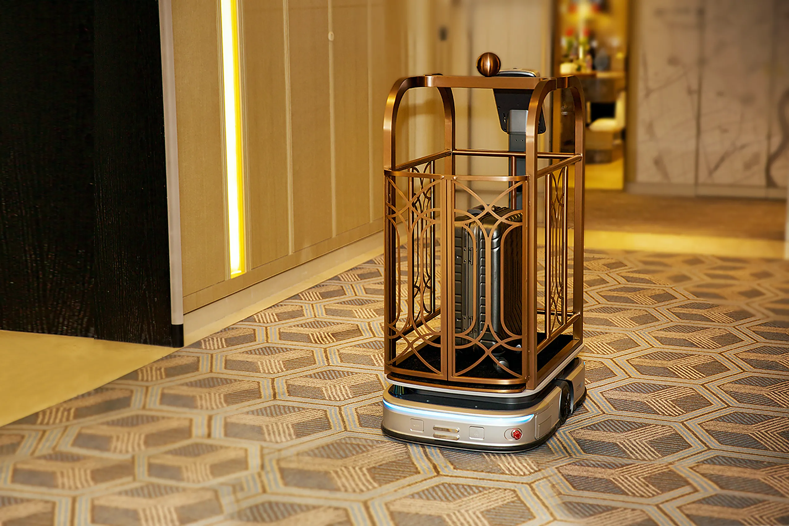 Guest using the smart luggage carrier interface