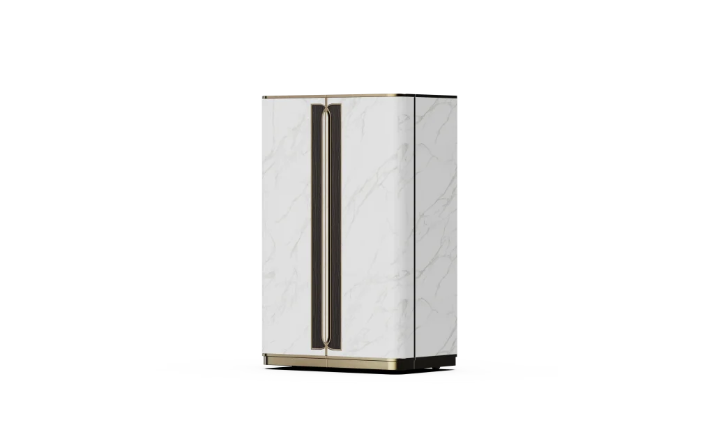 Coffee Cabinet - Closed - Tall Marble Coffee & Tea Storage Cabinet - Design B