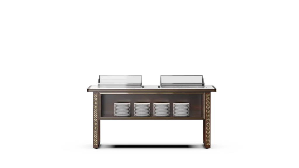 Palace Series #2 — Dark Wood Mobile Buffet System — Seafood station
